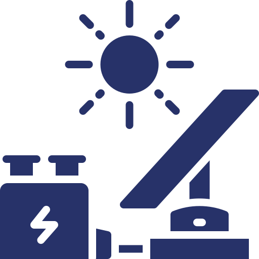 Ikon - Solcellepanel, batteri og sol